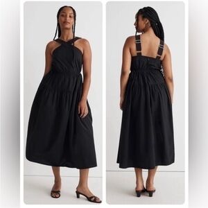 NWT Madewell Halter Tiered Poplin Midi Dress 0